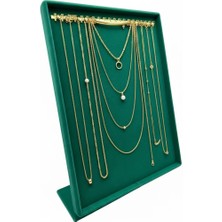 Megass Dekor Süet Kumaş Çerceveli Yeşil Renk 34/24 cm Tırnaklı Ayaklı Tesbih-Kolye-Zincir  Takı Standi