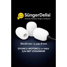 Sünger Delisi 3 Adet Beyaz Yaka Mikrofon Süngeri – Gürültü Azaltıcı, Rüzgar ve Nefes Sesi Önleyici