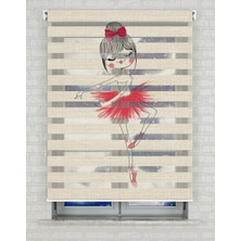 BRIGHTCOVER Balerin ve Tavşan Baskılı Zebra Perde - Gece Gündüz - Kız Çocuk Odası Perdesi, Bebek Odası Perdesi | Kokusuz Mürekkeple Basılmış  Zebra Perdeler ile Sende Tarzını Yansıt! | 1 Dakikada Pratik Montaj