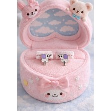 miraç gümüş takı atölyem 925 Ayar Gümüş Fil Detaylı Mineli Çocuk Küpesi