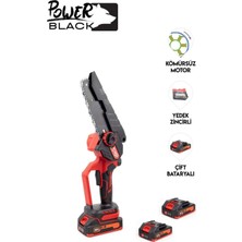 Power Black Ultra Güçlü 2 Zincir 1 Pala 2 Batarya 1 Şarj Cihazı Kömürsüz 17 cm Pala Kırmızı