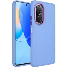 StilStoreTr Huawei Nova 9 Se Kılıf Metal Çerçeve ve Buton Tasarımlı Silikon Stsr Luna Kapak-Lila