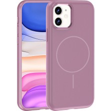 StilStoreTr iPhone 11 Kılıf M-Safe Şarj Özellikli Metal Kamera Çerçeveli Zore Edi Silikon Kapak - Mor