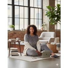 Mihra Kadın Gri Büyük Beden Kadife Pijama Takımı