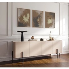 Pam Studio Toprak Kahve Tonlarında Soyut 3’lü Tablo Seti – Modern Duvar Dekoru