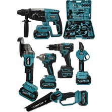 Power Black Pro 6 Lı Set 21V Darbeli Kömürsü Hilti-Taşlama-Testere-Makas-Matkap Vidalama-Somun Sıkma Sök
