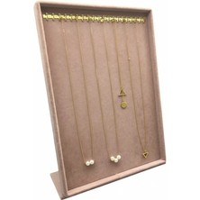 Megass Dekor Süet Kumaş Çerceveli Pembe Renk 34/24 cm Tırnaklı Ayaklı Tesbih-Kolye-Zincir Takı Standi