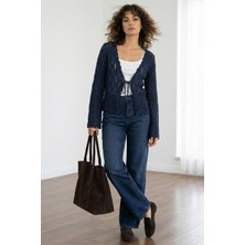 Sherin Indigo Ajurlu Triko Hırka