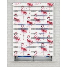 BRIGHTCOVER Flamingo Baskılı Zebra Perde - Gece Gündüz Kullanıma Uygundur - Mutfak Perdesi | Kokusuz Mürekkeple Basılmış  Zebra Perdeler ile Sende Tarzını Yansıt! | 1 Dakikada Pratik Montaj