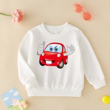 Cda Premium Gülen Kırmızı Araba Unisex Çocuk Sweatshirt