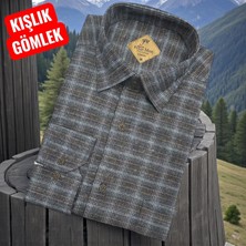 Eren Style Klasik %100 Cotton Uzun Kollu Yakası Gizli Düğmeli Kışlık Flanel Gömlek (Regular Kalıp)