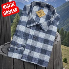 Eren Style Klasik %100 Cotton Uzun Kollu Yakası Gizli Düğmeli Kışlık Flanel Gömlek (Regular Kalıp)