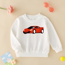 Cda Premium Lüks Kırmızı Araba Unisex Çocuk Sweatshirt