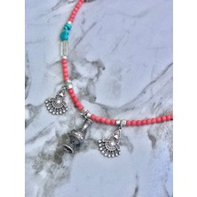 CAPO By Aytaç Yamaç Mercan ve Turkuaz Taşlı Etnik Boho Tarzı Kadın Kolye