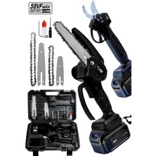 Power Black 2 Li Set 58 Vf 5 Ah Çift Akülü Çelik Şanzıman Şarjlı Dal Budama &testeresi Siyah