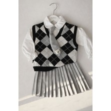 Bambino Kız Çocuk Triko Süveterli Kravatlı 4'lü Takım