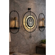 MetaQuartz Aksesuar Siyah - Çark Pırlanta - Modern Dekoratif Metal Duvar Saati