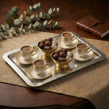 Fabriona Paslanmaz Çelik Dikdörtgen Çay, Kahve, Söz, Nişan, Kına Sunum & Servis Tepsisi Gold / Gümüş 43×33 cm