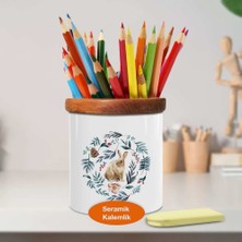 Asilmeydan Yapraklar Arasında Tavşan Ahşaplı Seramik Kalemlik - 53876-40642