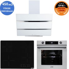 Afm Tech  Cool Elektrikli Vitroseramik Turbo Beyaz Dijital  Ankastre Set ( FM3251 + V6-04 + FM7701)