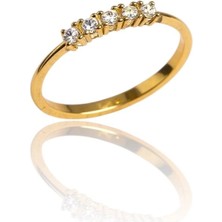 HAKAN GÜLER KUYUMCULUK Altın Yarım Tur Taşlı Yüzük( 8YT00-25)