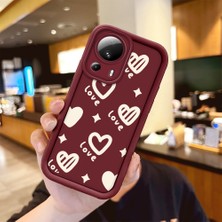 Ucuc Xiaomi 13 Lite Uyumlu Anti-Çarpma Kamerası Koruma Eğlenceli Desen Burgundy Silikon Kılıf