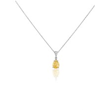 Işıltılı Sarı Safir Damla Kolye – Sarı ve Beyaz Taşlı Gümüş Kolye