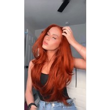 Zeysum Bakır Rengi Yarımay Dalgalı Çıtçıtlı Saç Postiş Takma Saç 60 cm 120GR Isıya Dayanıklı