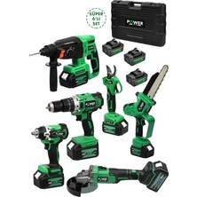 Power Black Profesyonel 6 Lı Set Avuç Taşlama Kırıcı Delici Hilti Makas Testere Darbeli Matkap Somun Sökme