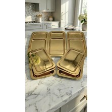 Fabriona Parlak Gümüş/gold Renk 12’li Lüx Baton Tepsi 14X24 cm – Çay Kahve ve Söz Nişan Tepsisi