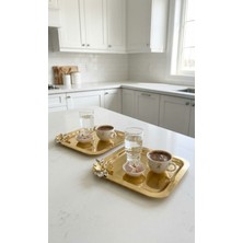 Fabriona Parlak Gümüş/gold Renk 2’li Lüx Kelebek Detaylı Tepsi 22X22 cm – Çay Kahve ve Söz Nişan Tepsisi
