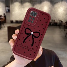 Ucuc Xiaomi Redmi Note 11/11S Uyumlu Anti-Çarpma Kamerası Koruma Sevgi Kelebek Desen Burgundy Silikon Kılıf