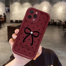Ucuc iPhone 14 Pro Max Uyumlu Anti-Çarpma Kamerası Koruma Sevgi Kelebek Desen Burgundy Silikon Kılıf