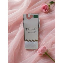 Ekinoks Üçgen Desenli Dikişsiz Koton Kız Çocuk Külotlu Çorap - RYZEÇ017 - Beyaz - 1 - 2  Yaş Beyaz