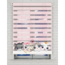 BRIGHTCOVER Sevimli Yavru Kediler Baskılı Zebra Perde - Gece Gündüz - Çocuk Odası Perdesi | Kokusuz Mürekkeple Basılmış  Zebra Perdeler ile Sende Tarzını Yansıt! | 1 Dakikada Pratik Montaj