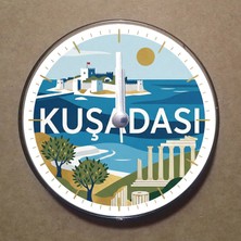 Bsb Kuşadası Temalı Magnet Saat Buzdolabı Süsü Duvar Saati 10,5cm MS2032