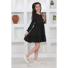 Pantulux Kız Çocuk Örme Saten Çanta Detaylı Pliseli  Astarlı ELBISE-ELB-2043