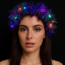 Go İthalat Kalp Püsküllü Gece Parıltısı 3 Modlu Led&amp;apos;li Işıklı Taç Mor Renk (5440)