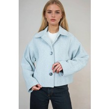 Ohepmoda Oversize Desenli Kadın Kısa Kaşe Kaban