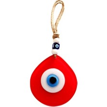 Homevia Nazar Boncuklu Damla Model Nar Çiçeği Rengi El Yapımı Cam Duvar Süsü