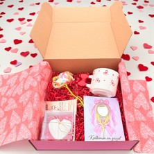 Nunu Event Sevgililer Günü Özel Hediye Kutusu–peri Ayna, Sonsuzlık Gülü, El Yapımı Seramik Kupa, Kalpli Magnet