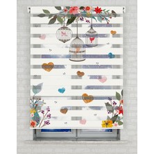 BRIGHTCOVER Kafesteki Kuş Baskılı Zebra Perde - Gece Gündüz Kullanıma Uygundur - Bebek Odası Perdesi | Kokusuz Mürekkeple Basılmış  Zebra Perdeler ile Sende Tarzını Yansıt! | 1 Dakikada Pratik Montaj