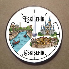 Bsb Eskişehir Temalı Magnet Saat Buzdolabı Süsü Duvar Saati 10,5cm MS1023