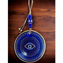 Homevia Mavi Camlı Nazar Boncuklu Göz Motifli Duvar Süsü