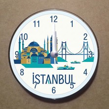 Bsb Istanbul Temalı Magnet Saat Buzdolabı Süsü Duvar Saati 10,5cm MS1034