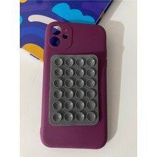 Pulinin Dükkanı Iphone 11 Uyumlu Rubber Renkli Silikon Kılıf ve Vantuzlu Telefon Tutucu