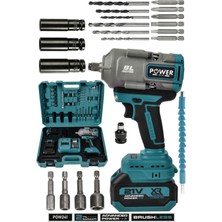 Power Black 21V Çift Akülü Şarjlı Pro Bijon Sökme 1100 Nm Torklu Somun Sıkma Sökme Mavi