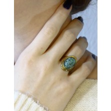 Esha Doğal Taş Hint Firzue Doğal Taşlı Ayarlanabilir Kadın Yüzük EUY1HF