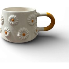 İlbay Çini Takı Kabartma Papatya Figürlü Kabartma Seramik Kupa