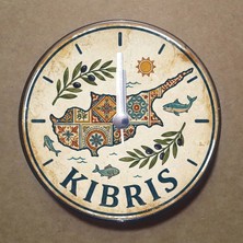 Bsb Kıbrıs Temalı Magnet Saat Buzdolabı Süsü Duvar Saati 10,5cm MS3005